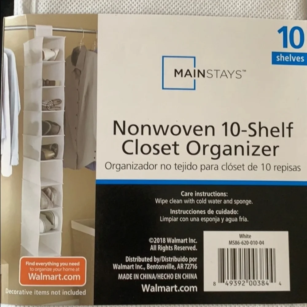Mainstays White 10-Shelf Closet Organizer